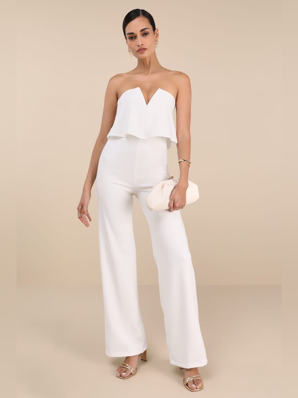 Lulus Power of Love White Jumpsuit Size Medium Bride NWT